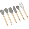 Forest Set 6 utensili pasticceria in silicone con manico in legno di faggio (2 spatole, 2 cucchiai, frusta e pennello)