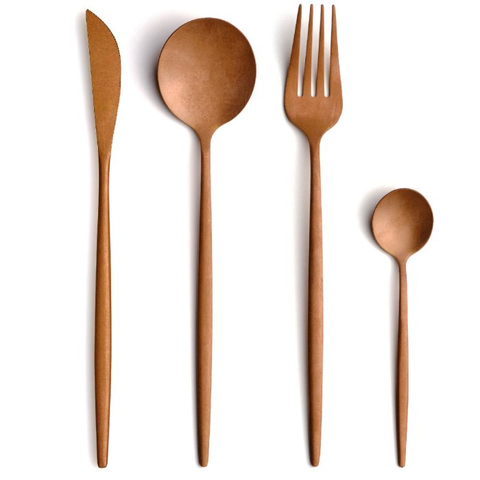 Gourmet Set posate 24 pz (6 coltelli, 6 forchette, 6 cucchiai, 6 cucchiaini) in acciaio PVD