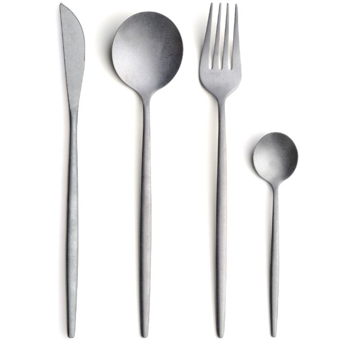 Gourmet Set posate 24 pz (6 coltelli, 6 forchette, 6 cucchiai, 6 cucchiaini) in acciaio PVD