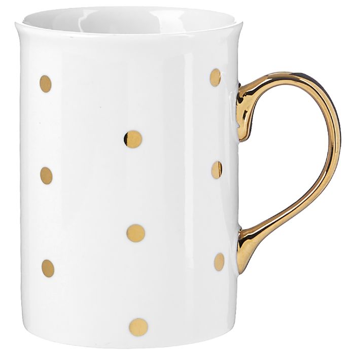Pois piccoli Set 2 tazze new bone china pois con manico dorato 310 ml